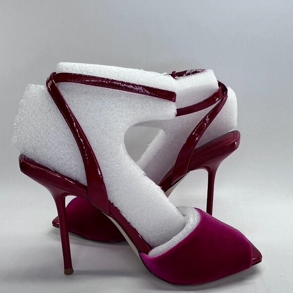 Steve Madden Lilac Pink Velvet Heels Size 7.5 Stiletto Ankle Strap High Heel - Picture 7 of 16